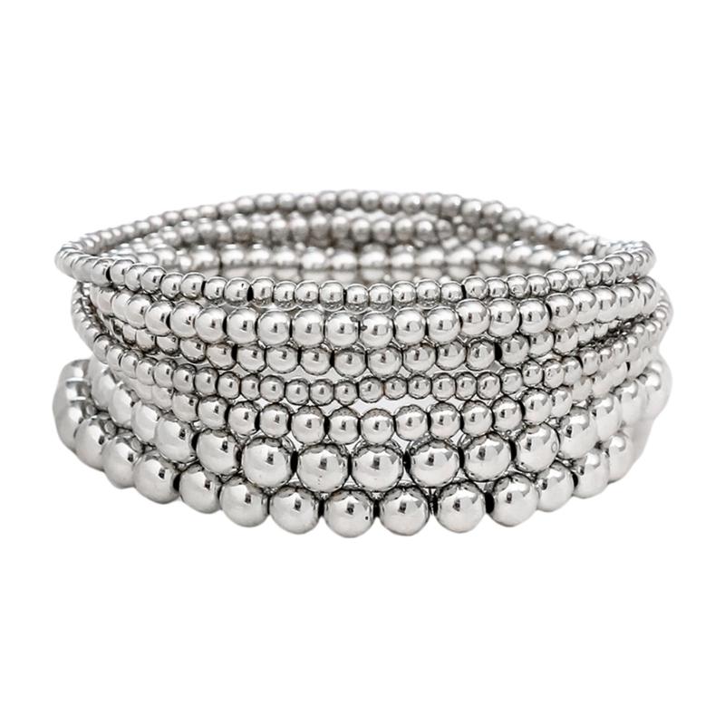 Módní náramky z geometrických korálků ve zlatém odstínu, 7 kusů, přenosné a pohodlné, pro moderní dámy