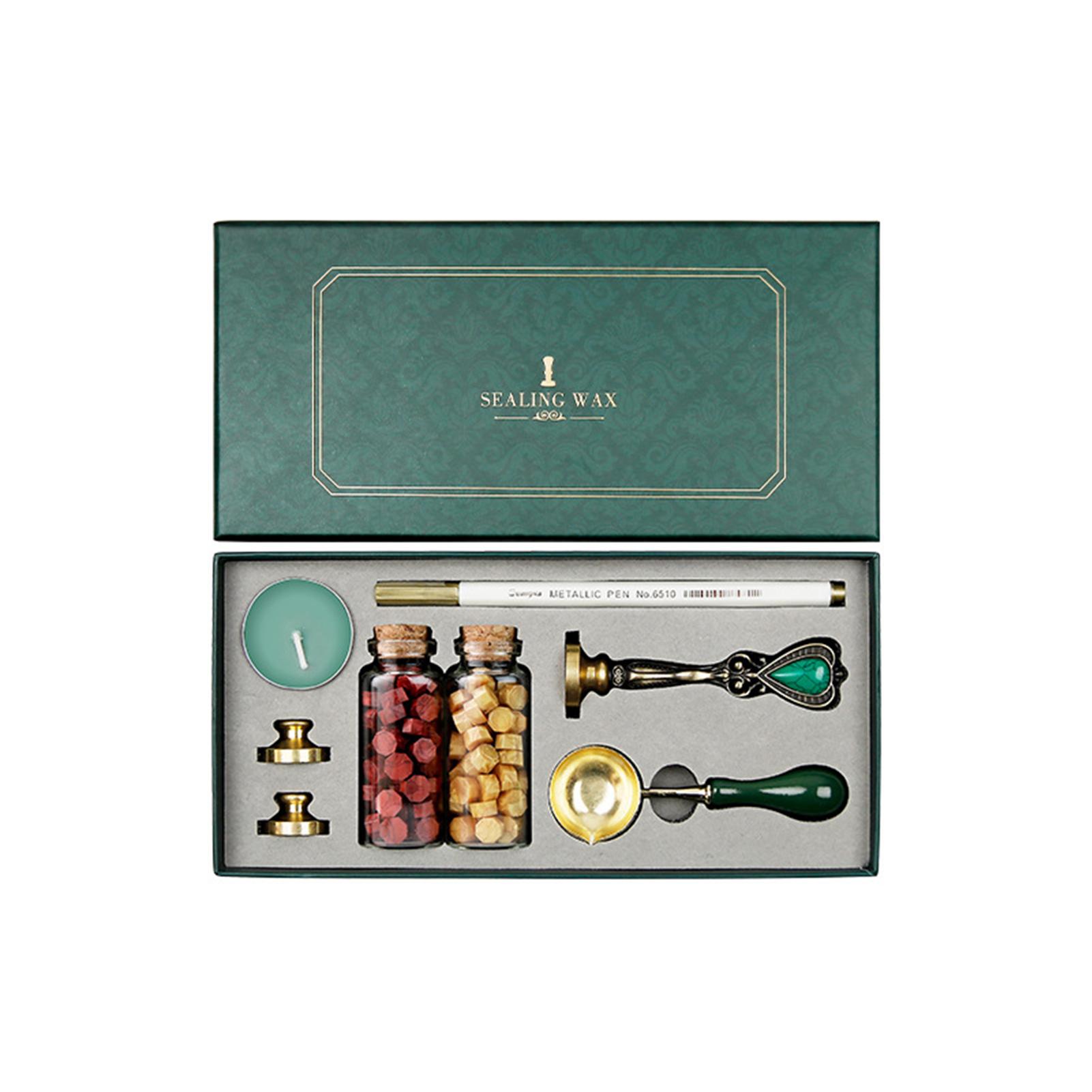 

Набор для сургучной печати Сургучные бусины Ложка для плавления воска Штамп для сургучной печати Свеча Сменная медная головка Металлическая ручка для