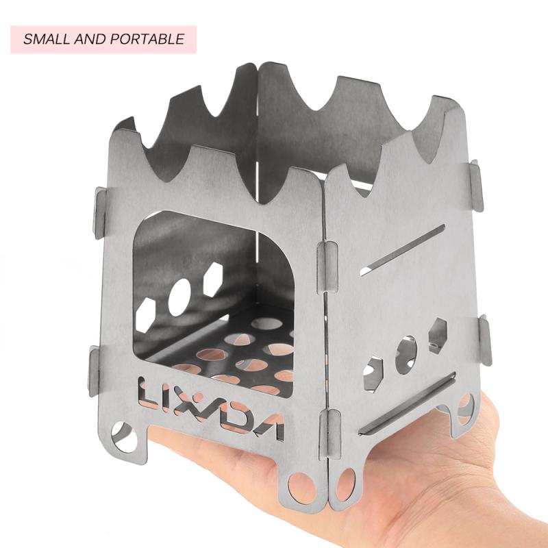 Lixada Titanium/Stainless steel Outdoor Camping Stove Portable Ultralight Folding Wood Stove Pocket Stove Camping Fishing Hiking