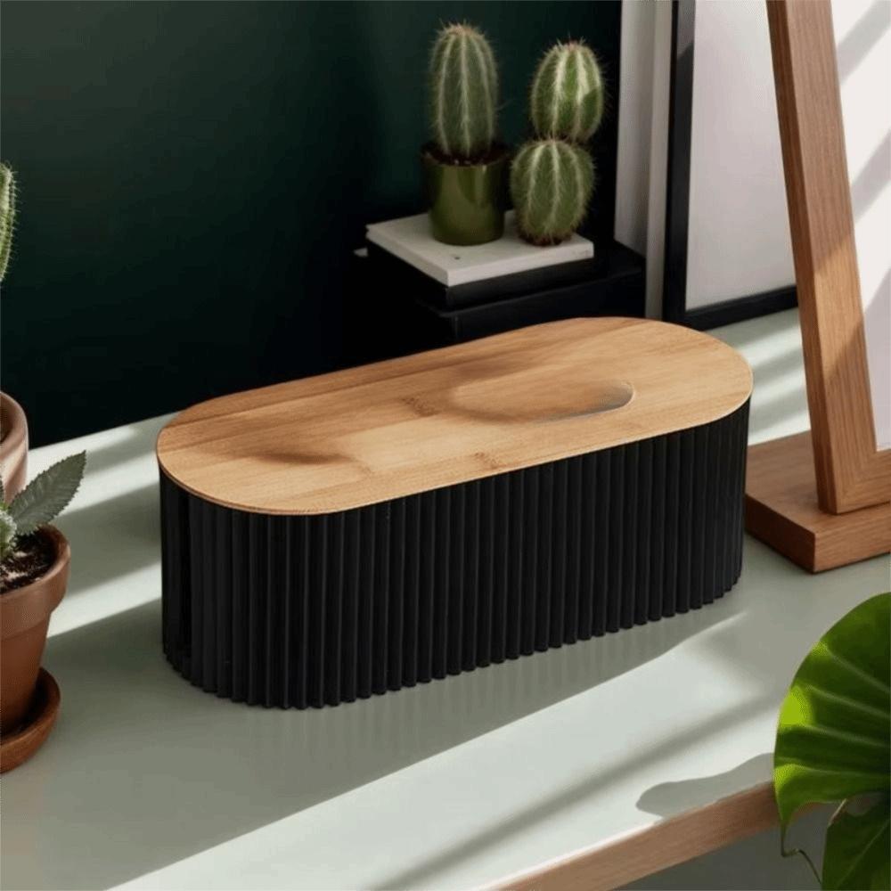 Dřevěný kryt Úložný box na zásuvky Plastový úložný box na kabely Pouzdro na uložení napájecích kabelů Stolní