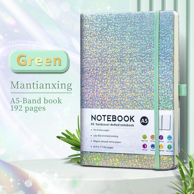 

A5 Starry Sky Strap Notebook Pu Leather Cover Business Office Tape Pen Insert Elastic Tape Notebook as the picture