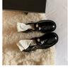 Cowhide Version~ French Retro Mary Jane Small Leather Shoes Women's Camellia with Gold Coins Loafers Genuine Leather Single Shoes
