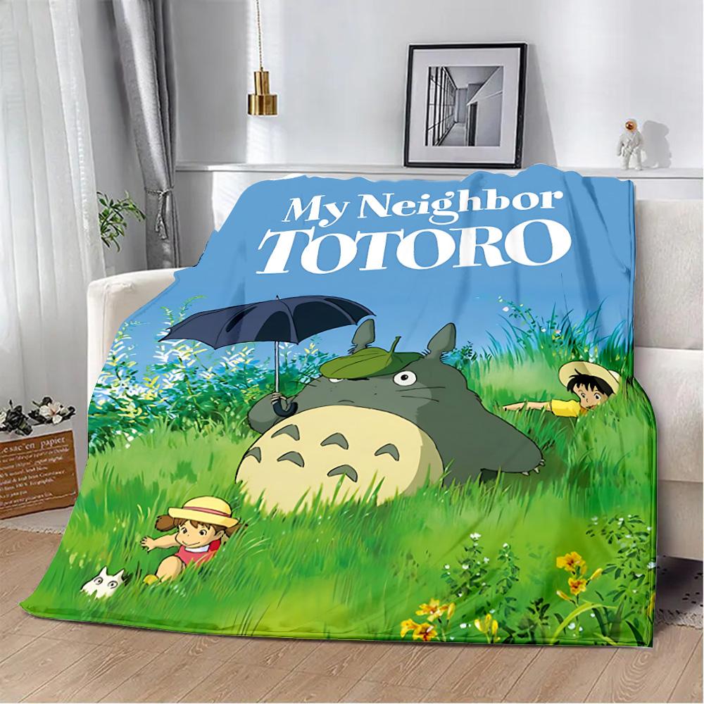 Hot Anime Cartoon Printed Blanket Picnic Blankets Warm Blanket Soft and Comfortable T-TotoroS Blanket Home Travel Birthday