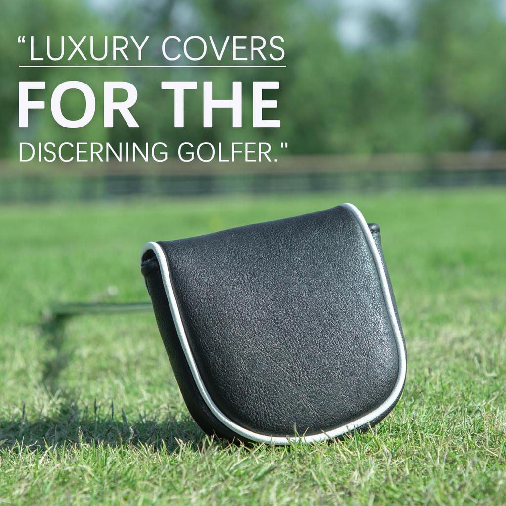 Mallet Putter Head Cover Black Style Magnetic Closure Compatible with LAB DF3 Putter Made of Premium PU Leather
