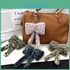 Fashion Keychain Plush Bow With Animal Print For School Bag Decoration