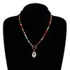 Vintage Beaded Colored Turquoise Eye Shell Necklace Bohemian Simple Beach Clavicle Chain