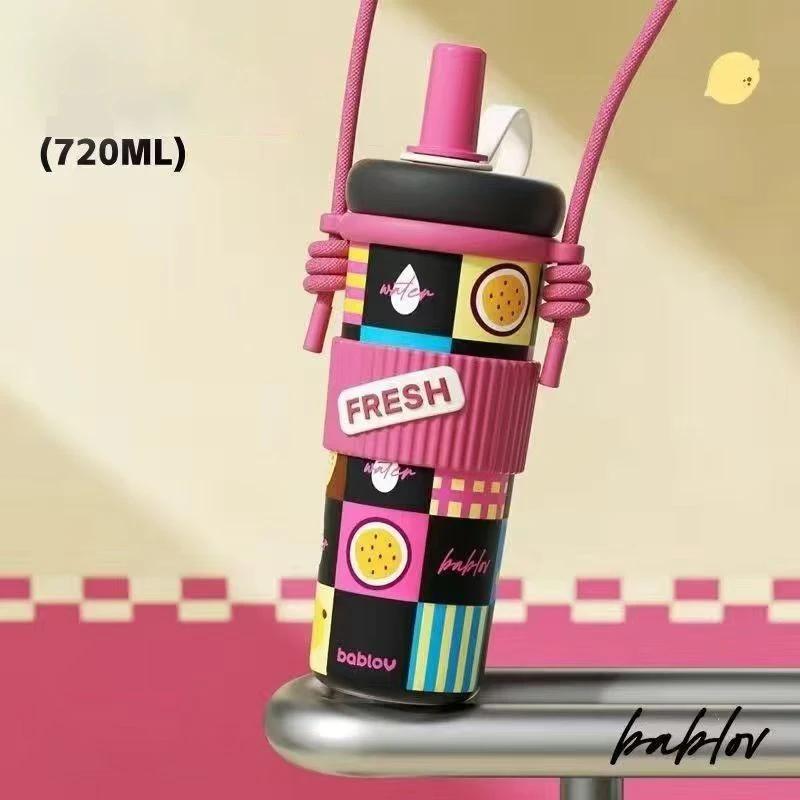 

Bablov Вакуумная кружка-термос с соломинкой из нержавеющей стали с ситечком для чая, большой вместимости, сохраняет холод и тепло, дорожная кружка, подарки 720ml