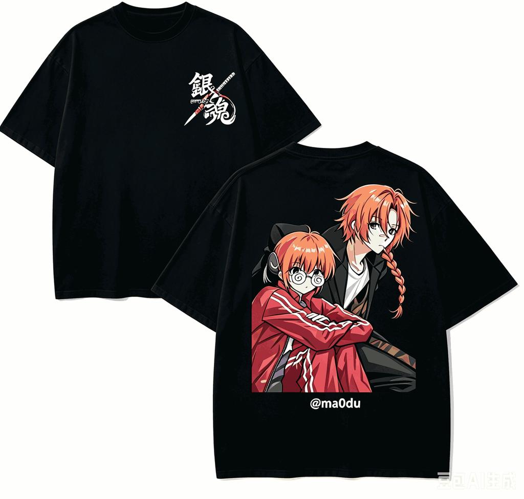 T-shirt per Amanti dell'Anime Gintama Harajuku Cotone Nuovo Modello High Street Retro Oversize Unisex Streetwear alla Moda Cotone Alta Qualità