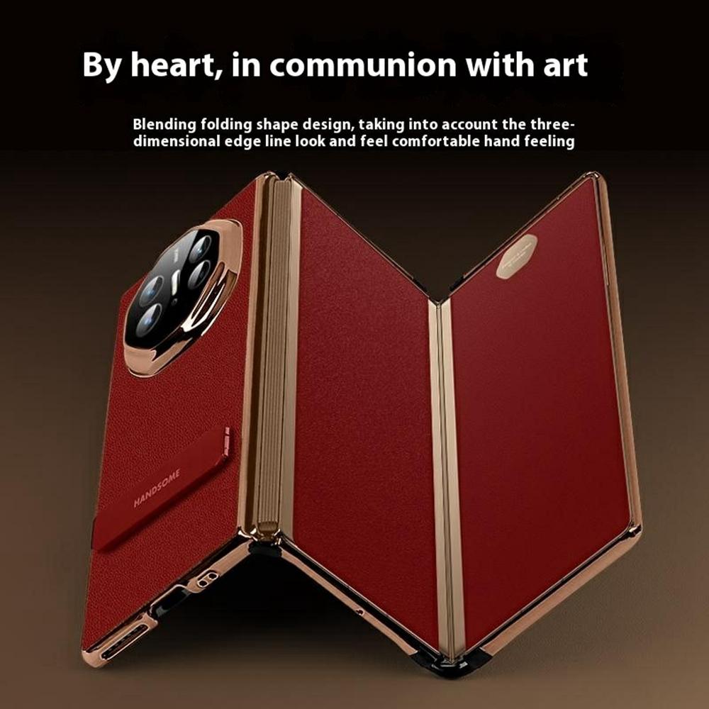 

For Huawei Mate XT Ultimate Phone Case Kickstand Leather+PC Mobile Cover Ivory White