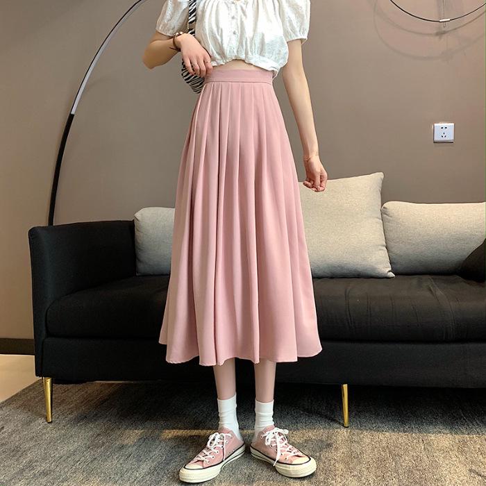 Korean Style High-Waisted A-line Pleated Skirt for Women - Slimming, Versatile, Mid-length (2026 Summer Collection)