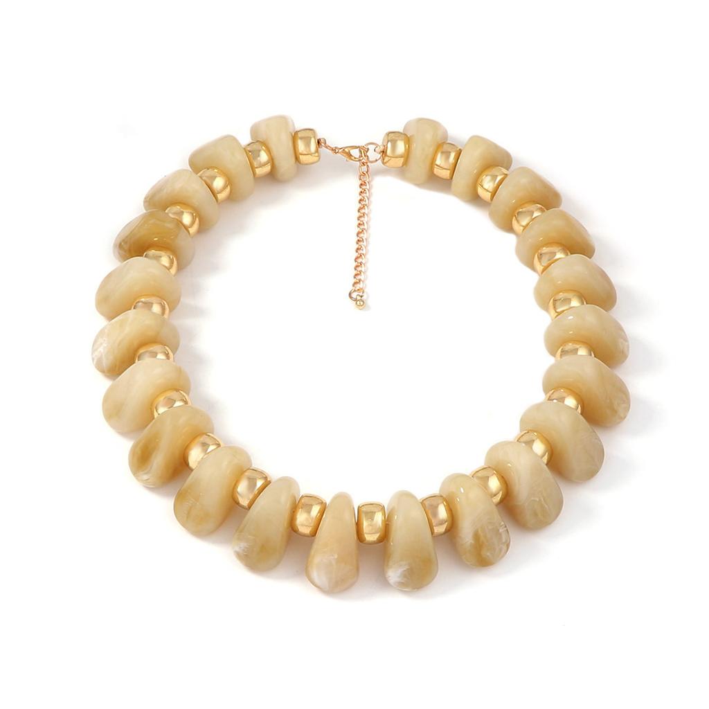 European and American exaggerated simple fashion casual versatile geometric beaded CCB necklace trend daily commuter items