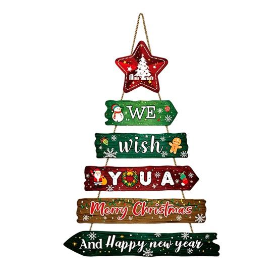 Festive Door Handle Decorations Rustic Wooden Hanging Pendant for Christmas Holiday Home Door, Decorative Signs Party Sign Ornament with