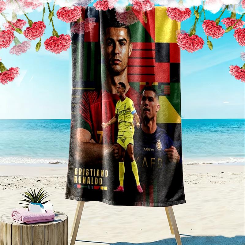 Rivalry Field: Messi vs Ronaldo beach towel Beach towel for vacation photos beach Absorbent bath towel Outdoor pool towel seaside