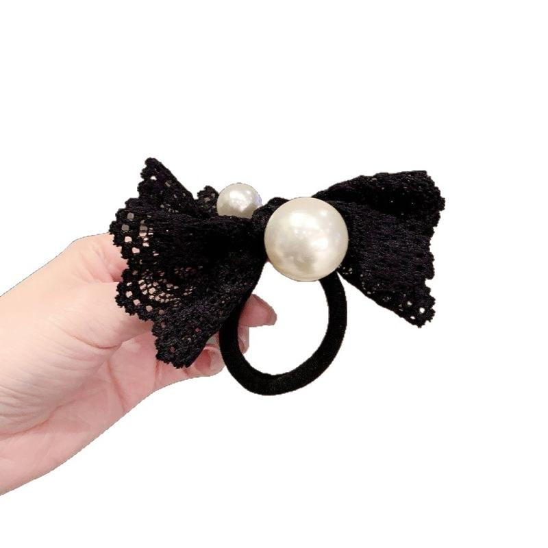 New Lace Hair Bow, High-end Imitation Pearl Headband, Noble Butterfly Knot Hair String, Hair Accessory