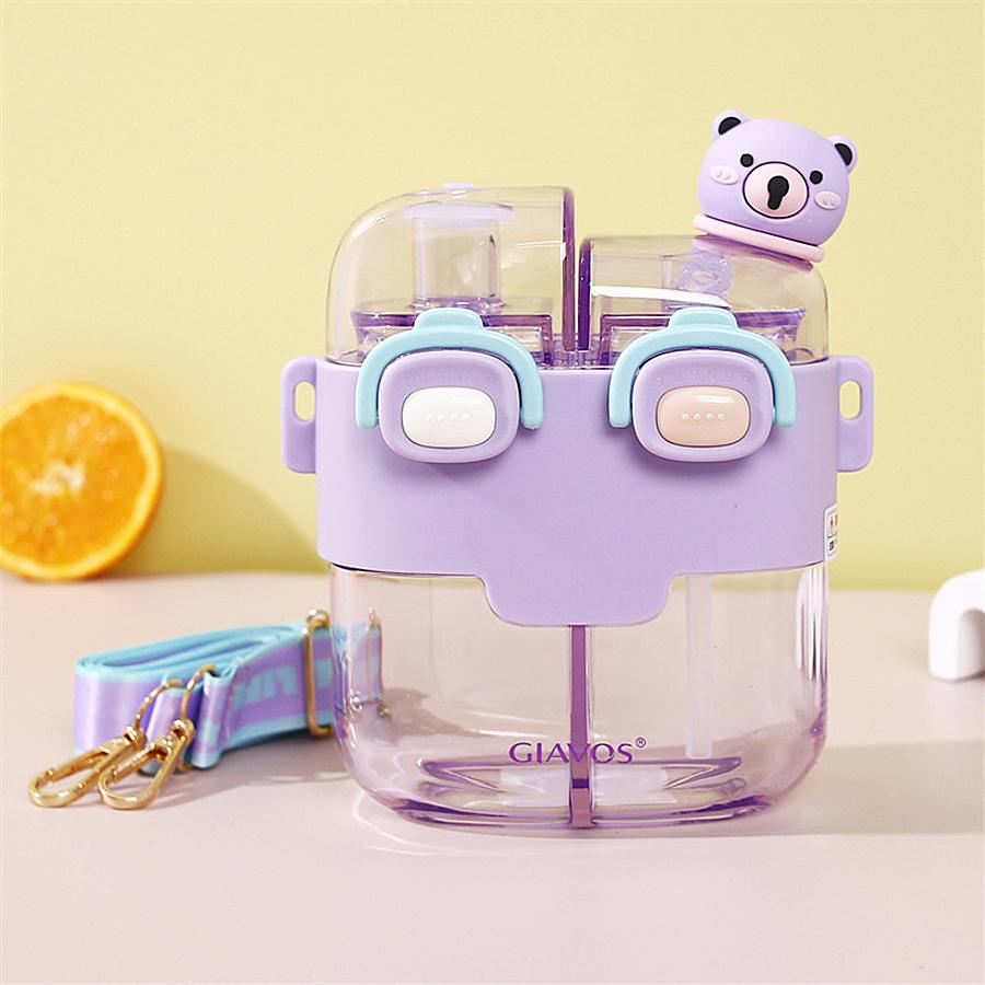1pc 17.92/26.37oz Portable Leakproof Double Drink Water Bottle with Straw and Strap for School, Sports, and Travel - Stay Hydrated On the Go!