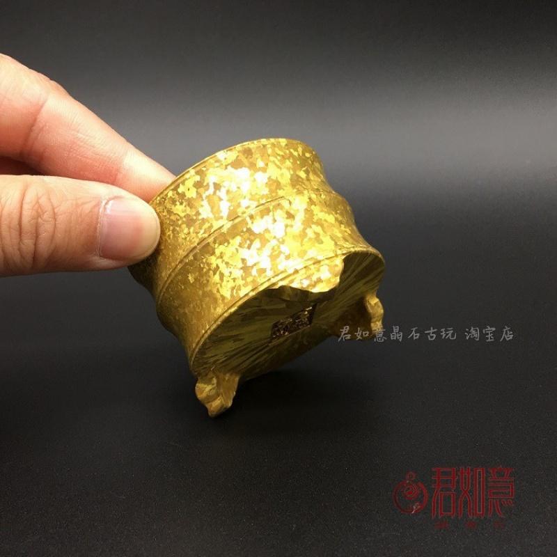 Solid Flower Incense Burner Bamboo Section Cylinder Small Copper Jar Ornament Yellow Spot