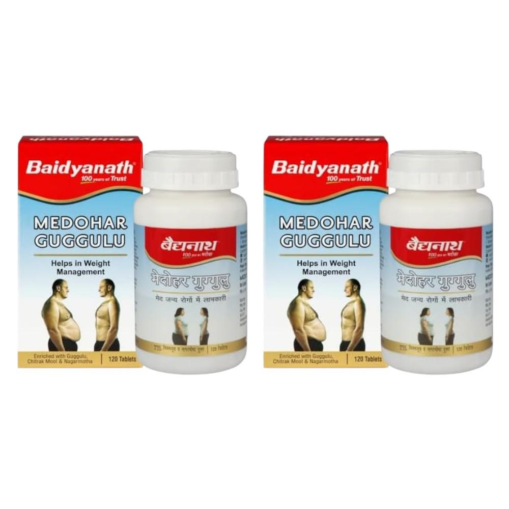 Baidyanath Medohar Guggulu Tablets 120 Tab Pack of 2 Natural Ayurvedic Weight Management Supplement