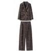 Luipaardprint Dubbelrijige Losse Blazer Dames Lente Herfst Casual Mode Pakjas