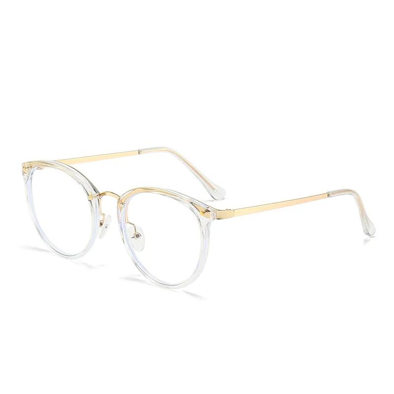 Retro Rivet Round Glasses Creative Artistic Anti Blue Light Flat Glasses for Women Men Decorative Eyewear
