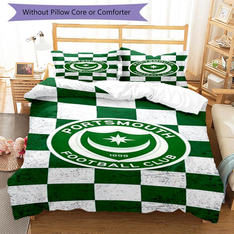 Set Copripiumino Stampato Portsmouth F.C. – include 1 copripiumino e 2 federe coordinate Decorazione per la camera da letto Regali di Natale