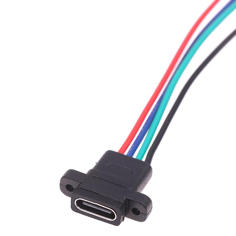 Type-C 2Pin 4Pin Welding Wire Female Waterproof Female Socket Rubber Ring High Current Fast Charging Port