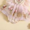 Salopetă cu mâneci pentru copii, fetiță, cu broderie de vară, cu flori cu bowknot, haine, costum de îmbrăcăminte pentru copii, 2 buc