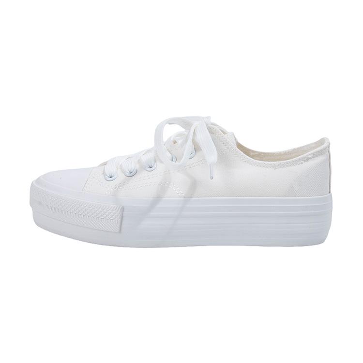Korean Style Girls' Cute White Canvas Shoes 2025 - Versatile, Thick-Soled Casual Sneakers
