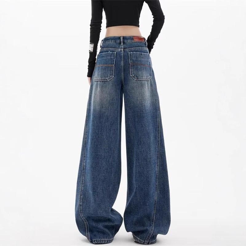 Jeans Larghi Vita Alta Retro da Donna - Taglie Forti, Lunghezza Maxi, Vestibilità Casual per Primavera e Autunno