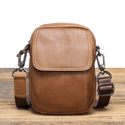 Mochila de Hombro de Cuero Vintage Bolso Cruzado de Cuero Mate para Exteriores Correa de Cuero de Vaca Bolso Cinturón Bolso para Teléfono Móvil