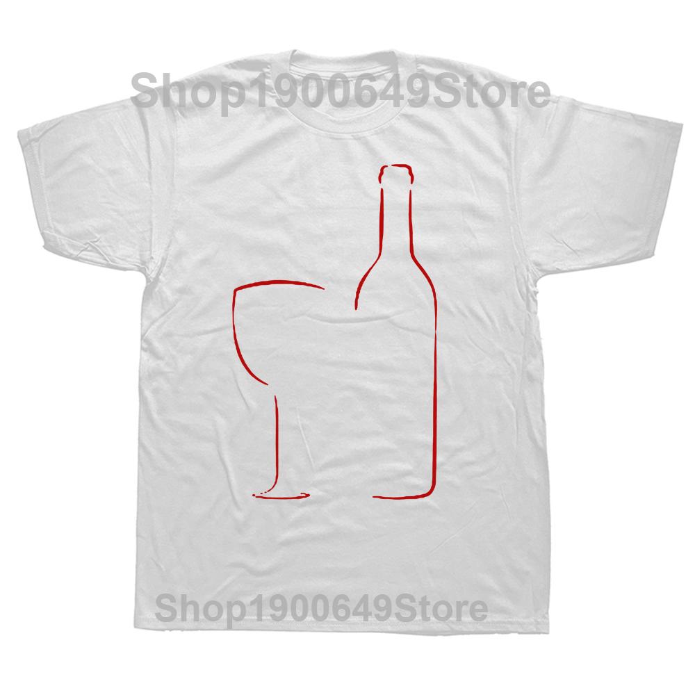 New Summer Style Cotton Wine Glass And Bottle Short Sleeve Funny T Shirt Graphic Harajuku Hip Hop Tshirt Streetwear