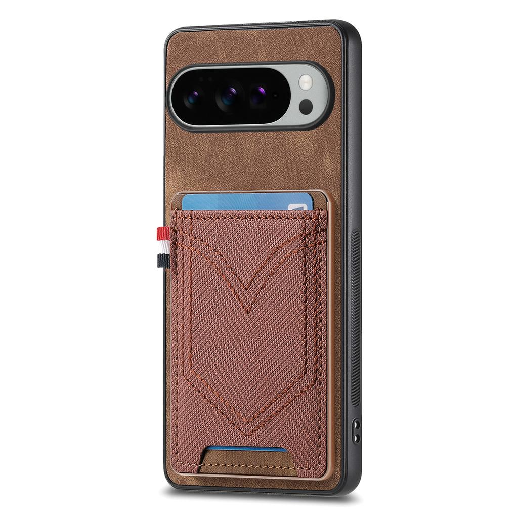 For Google Pixel 10 Pro XL Phone Case Retro Jean Cloth Texture Leather Back Cover with Card Holder