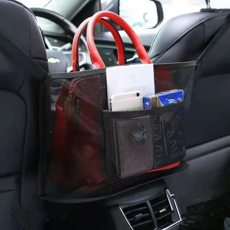 

Сумка для хранения в автомобиле с большим сетчатым карманом, необходимые автомобильные аксессуары, идеальный выбор для хранения в автомобиле