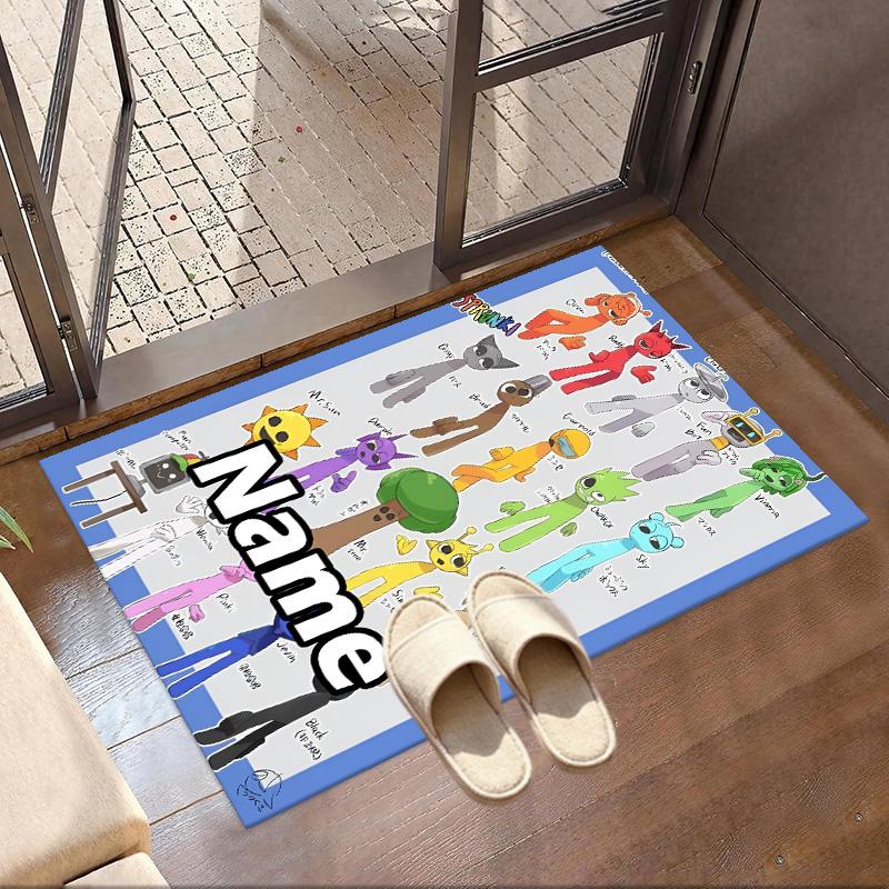 Custom Name Personalized Sprunki Game Print Carpet, Versatile Home Decor Rug, for Playroom, Apartment, Balcony, Entryway, Hallway Gift