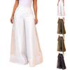 Damen High Waist Netz Durchsichtig Weites Bein Hose Lang Fließend Lässig Sommerhose