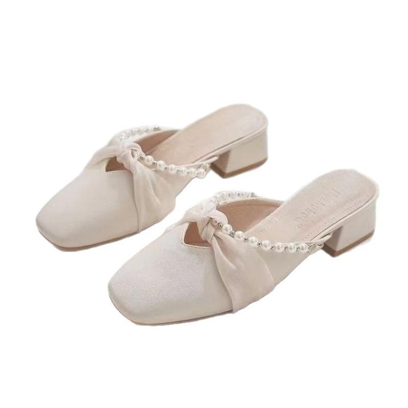Women's Headband Sandals, Women's High-heeled Shoes, Thick Heel Shoes, Medium Heel Shoes, Lazy Shoes