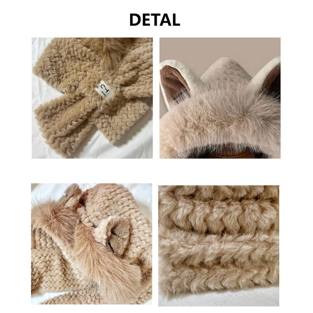 Cute Fox Ears Plush Baotou Ear Protection Winter Warm Hat Collar Scarf Integrated Winter Autumn Winter