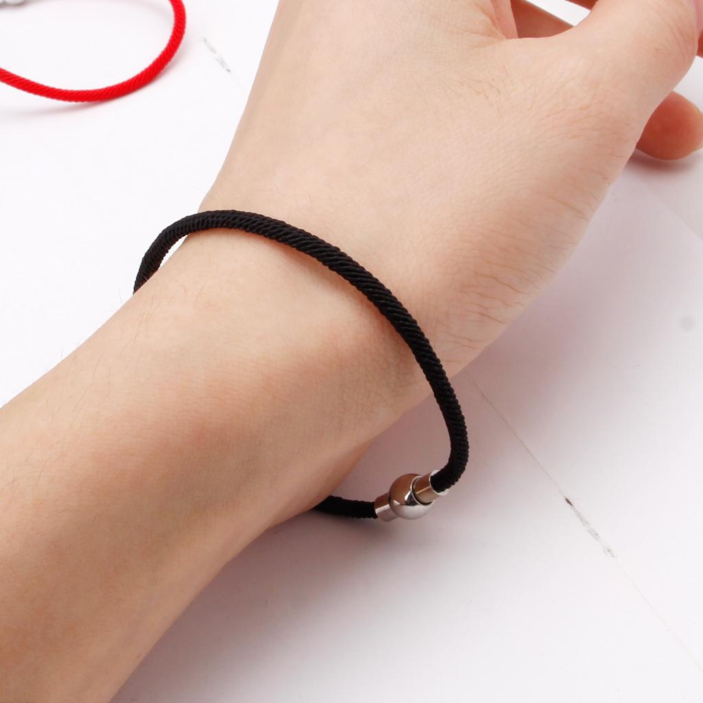 Handmade Red Black Braided String Bracelet for w/ Magnetic Clasp Lucky Jewelry D