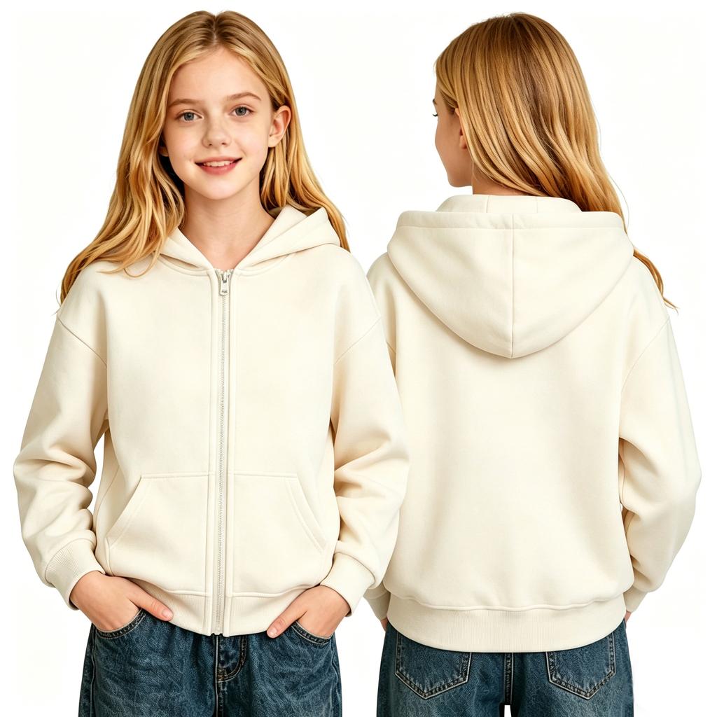 Giacca con Cappuccio e Zip Lunga Manica Casual Comfort Capospalla per Ragazze