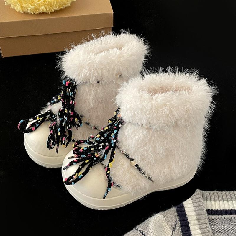 

Women s Retro Warm Thickern Fluffy Non Slip Snow Boots Winter Fashion Versatile Plush Comfortable Hairy Chunky Cotton Boots 36-37