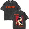 T-shirt Vintage Lavata Anime Inuyasha Sesshomaru Merch Uomo Donna Casual Oversize T-shirt Uomo Divertenti Cartoni Animati Harajuku T-shirt