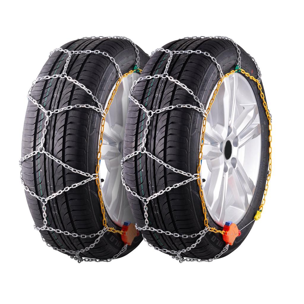 VEVOR Snow Tire Chains, Manganese Alloy Steel Emergency Traction Tire Chains, Tire Snow Chains for Cars, Pickups, SUVs, and Trucks, Silver, Set of 2
