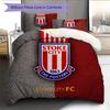 Stoke City FC Muster Bettwäsche Bettdecken-Set Heimdekoration Geschenk (1 Bettbezug + 2 Kissenbezüge (ohne Füllung))