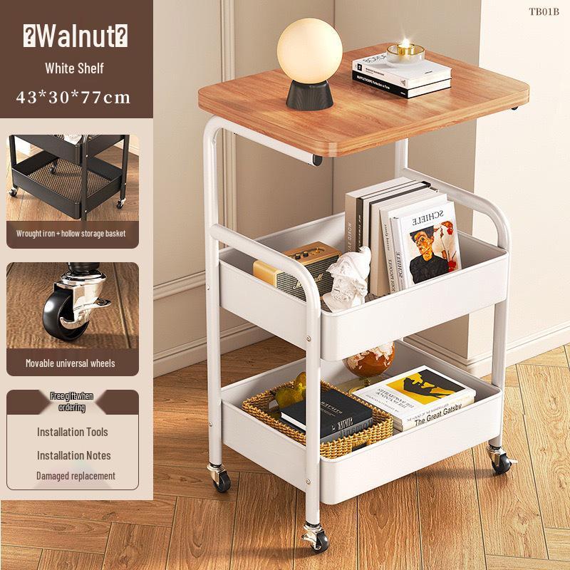 Compact Multi-Layer Trolley: Sofa-Bedside Coffee Table with Storage for Living Room Snacks