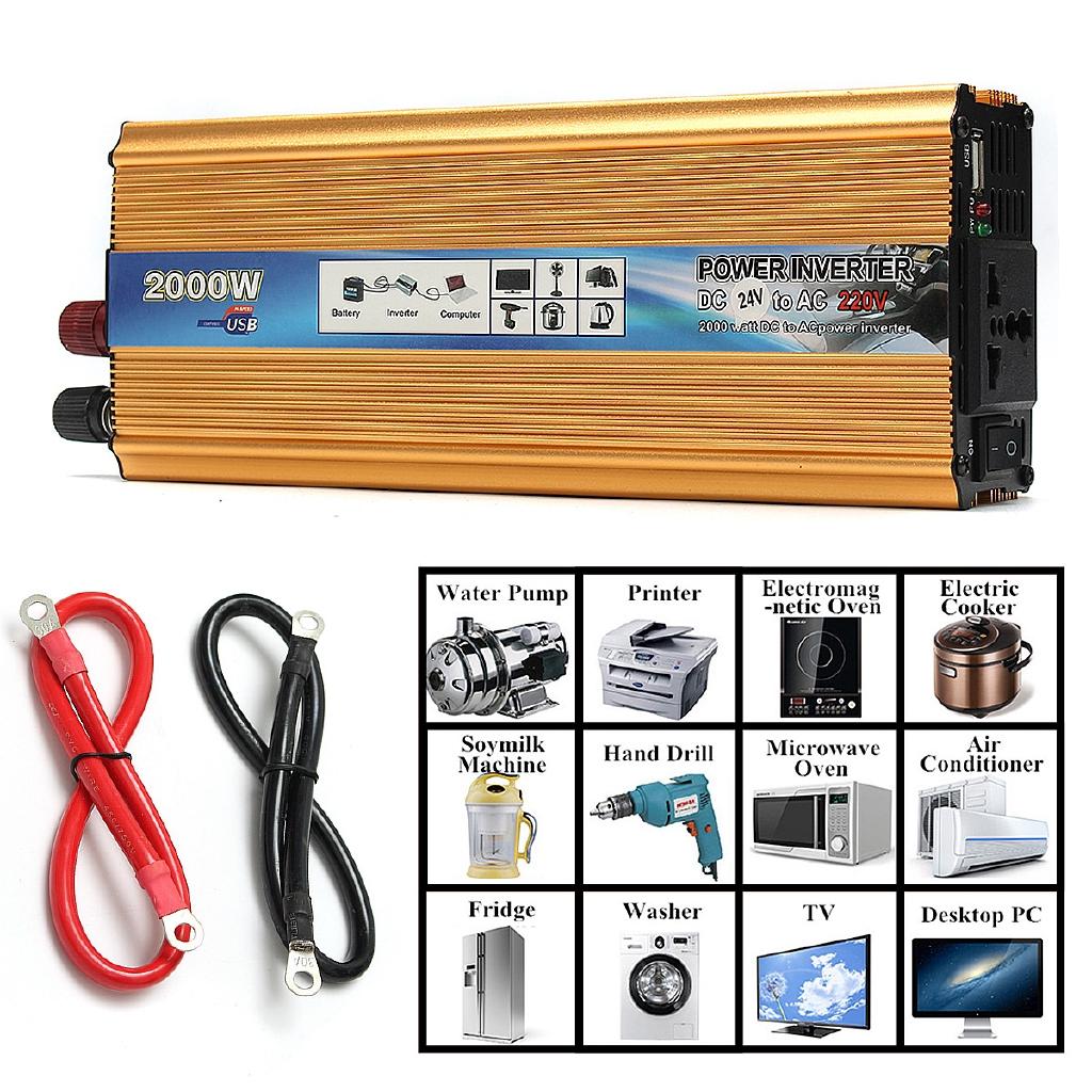 Portable Car Modified Sine Wave Power Inverter Converter DC 24V To AC 220V Modified Sine Wave Converter 2000W