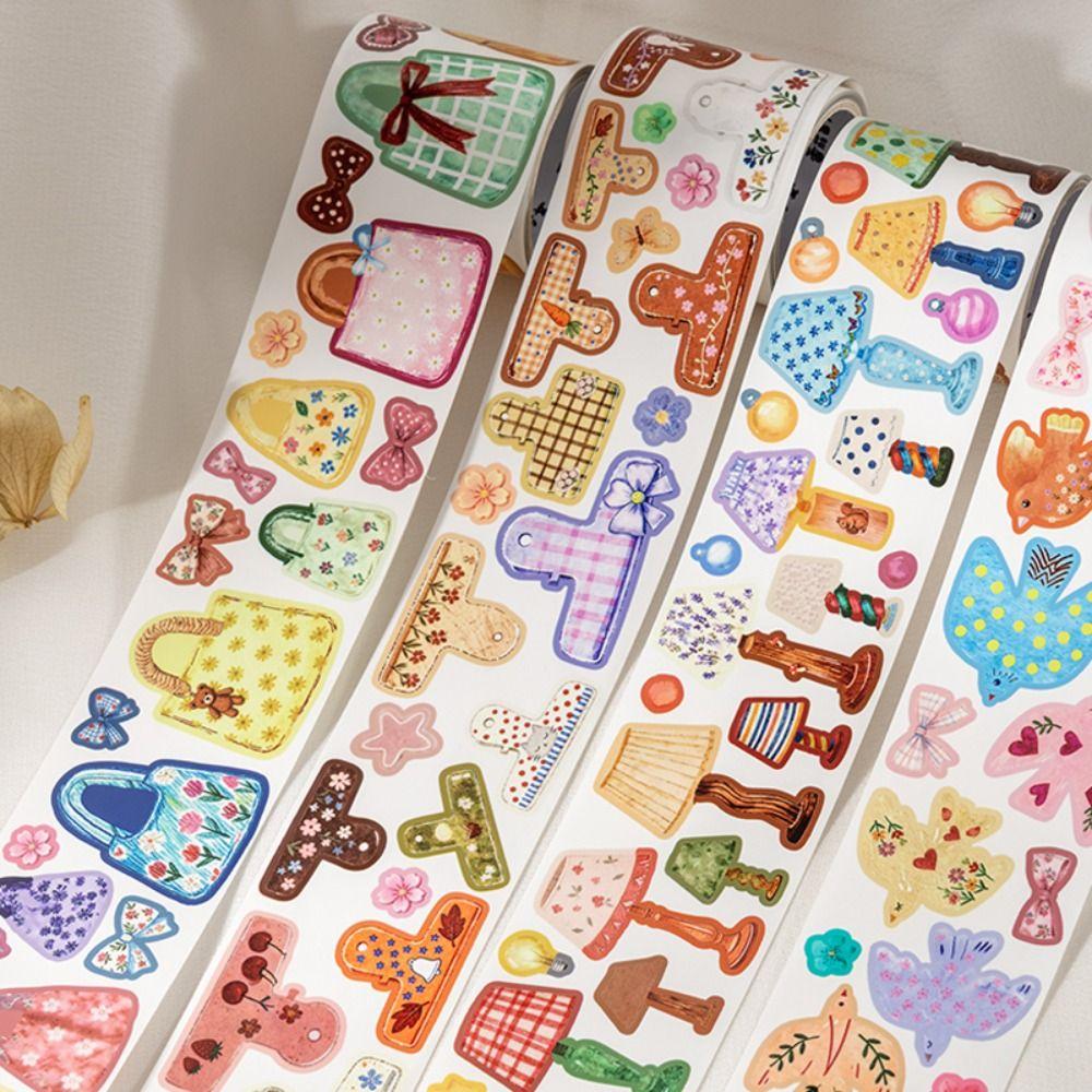 200cm Die-Cut Tape Sticker Corner Treasure Series Self-adhesive Scrapbook Tape Cartoon Pattern Gift Decorative Craft Tape