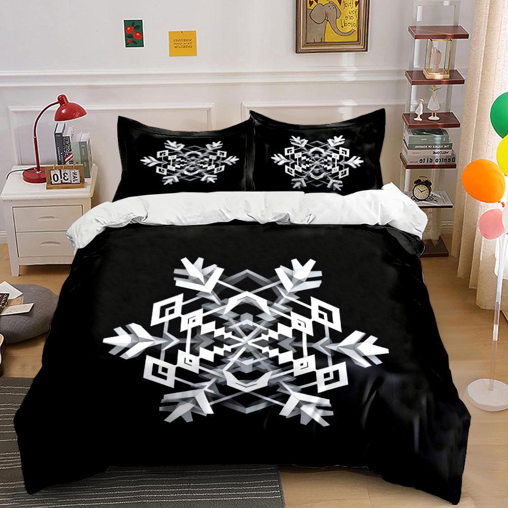 Geometric Snowflake Wall Decor Set Soft Comfortable Duvet Cover Bedding Set Included 1*Duvet Cover & 2*Pillowcases, Gift