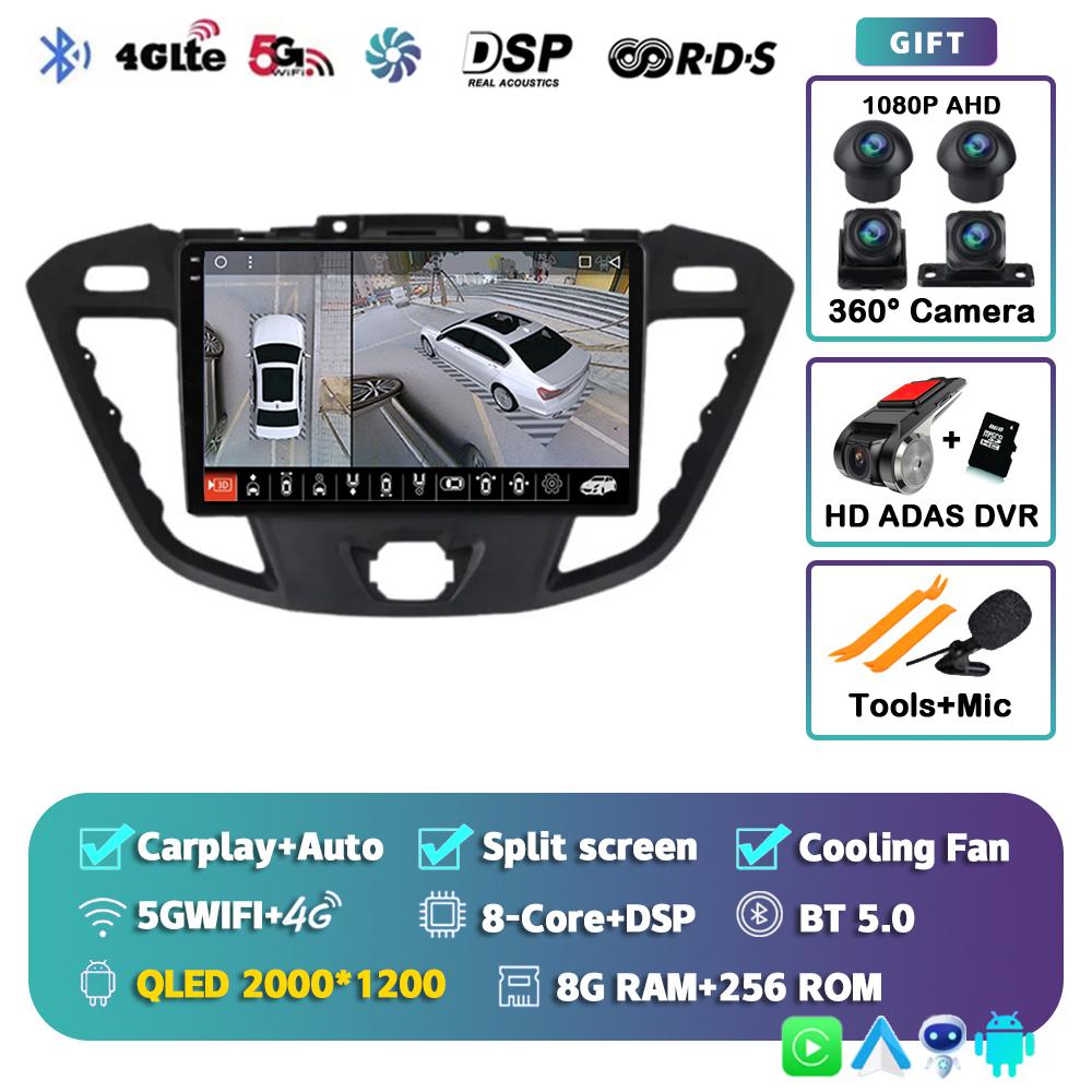 Android 14 Carplay Auto for Ford Transit Tourneo Custom 2013-2021 Navigation Car Radio 2 Din Multimedia Player Head Unit Stereo