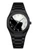Waterproof Men's Watch Arabic Numeral Alloy Case Stainless Steel Luxury Shiny Black Silver Watch