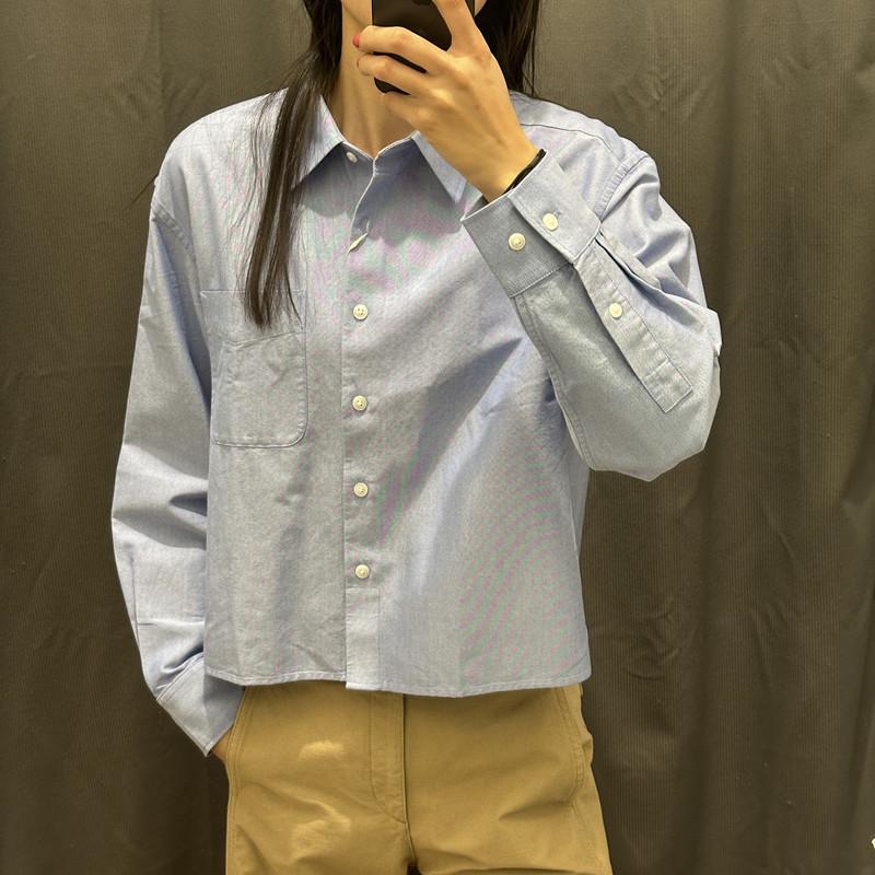 Spring 2026 Women's Oxford Boxy Shirt / Long Sleeve Casual Jacket 484928