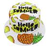HELLO SUMMER Pineapple Pattern Bucket Hat Women Men Summer Outdoor Sunscreen Fisherman Hat Fashion Fruit Decorate Panama Hip Hop